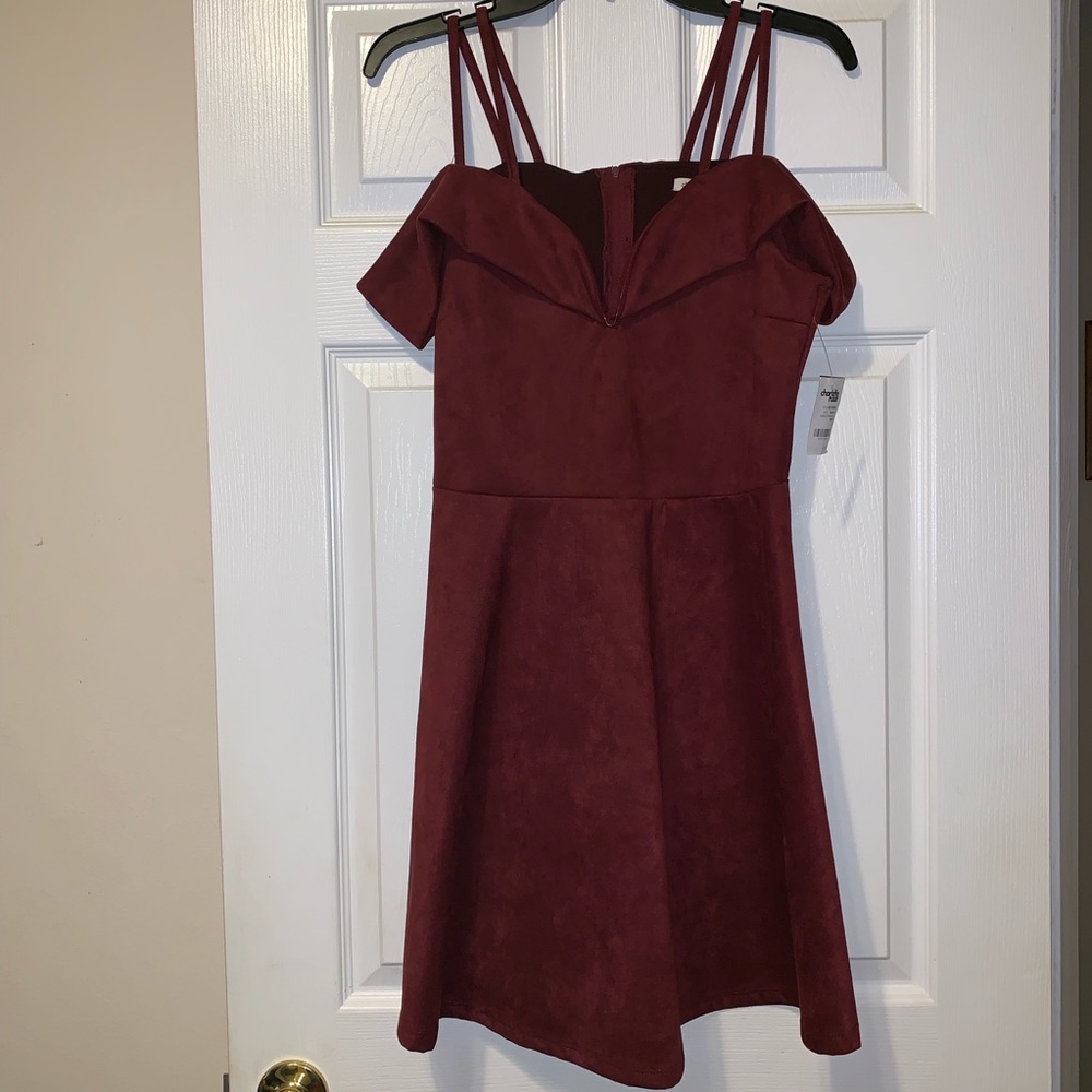 CHARLOTTE RUSSE OFF SHOULDER VELVET SKATER DRESS